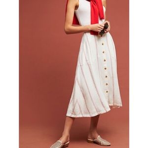 Anthropologie Walsh Linen Button Down Skirt